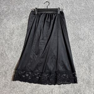 Vintage 90s Vassarette Half Slip Skirt Size 26 Coquette Goth Lace Nylon Lingerie